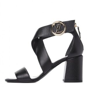 Authentic Louis Vuitton Calfskin Horizon Black Heel Sandals 36/ US6